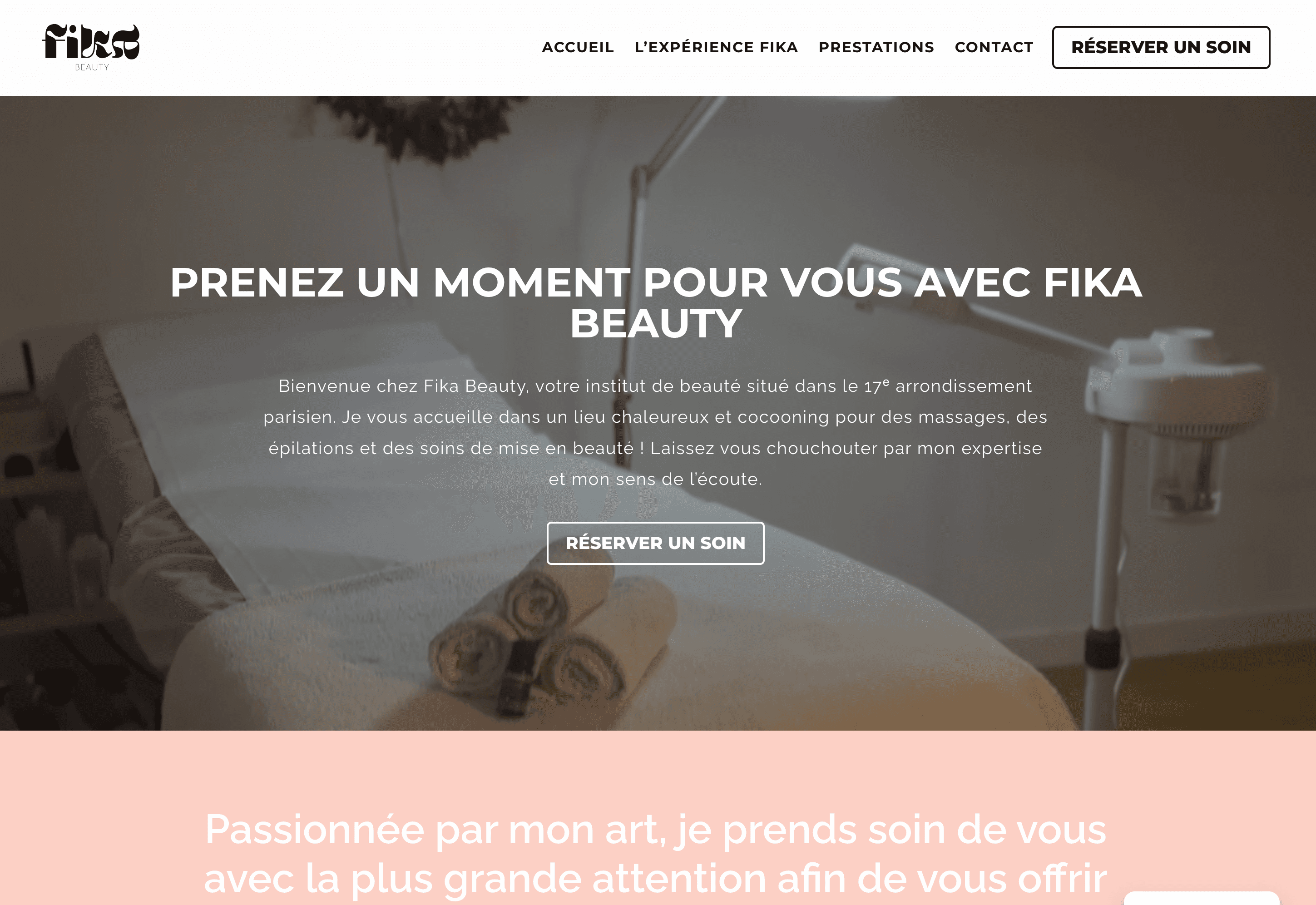 Capture d'écran du projet Fika Beauty