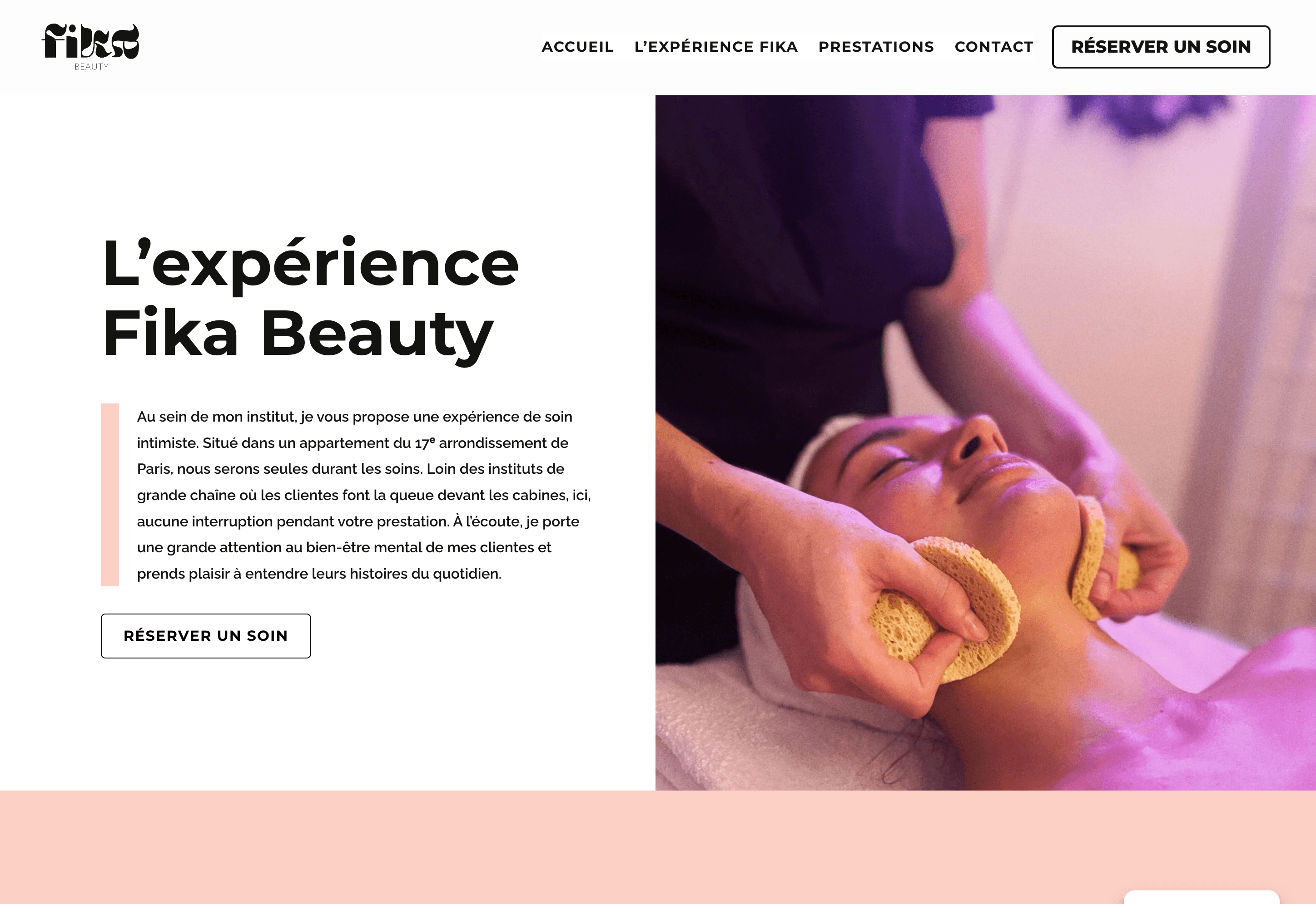 Seconde capture d'écran du projet Fika Beauty