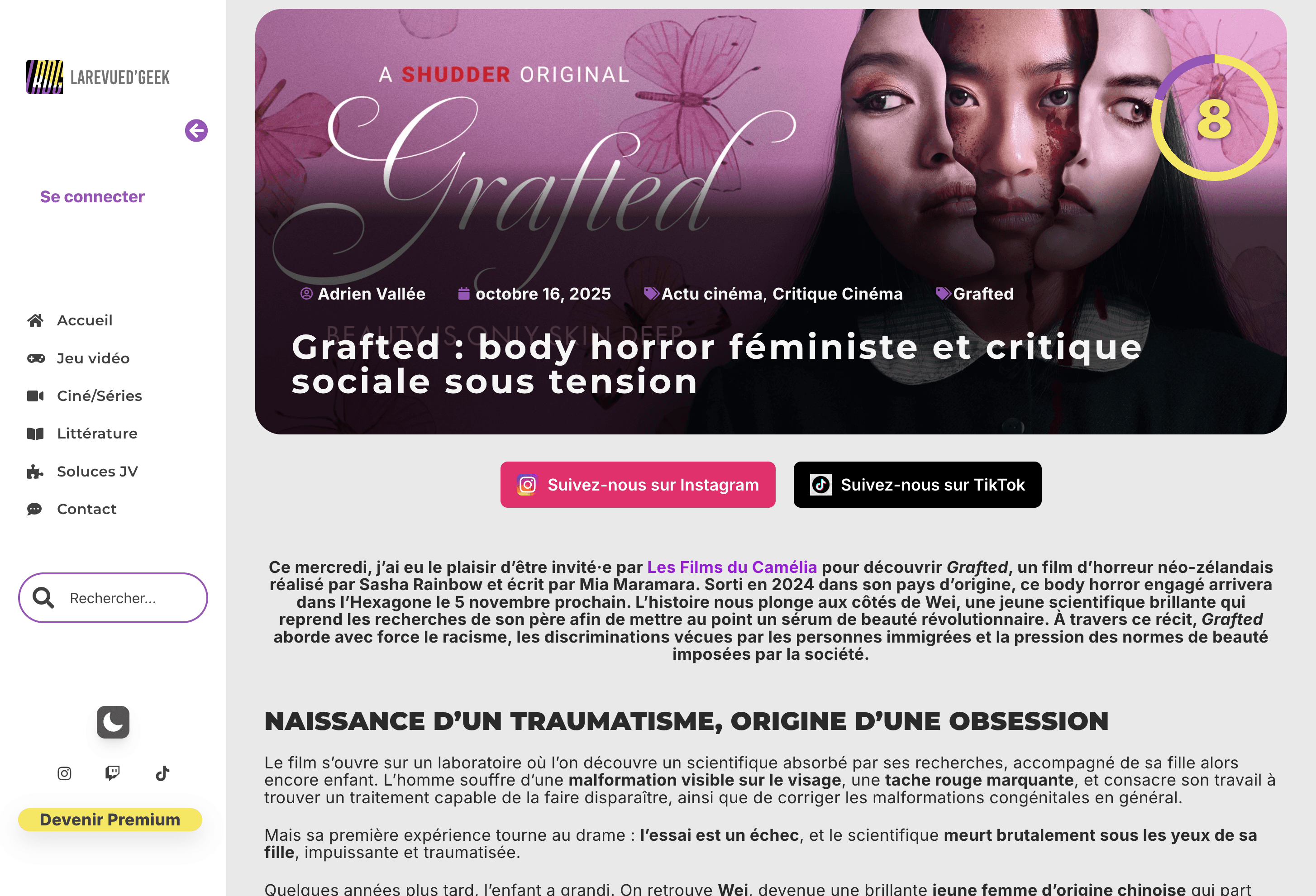Seconde capture d'écran du projet Larevued'geek